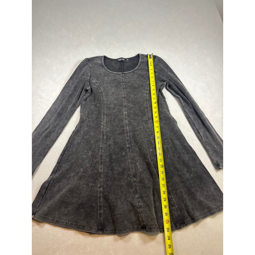 Fab'rik Women Charcoal Gray Acid Wash Seam Detail Long Sleeve Mini Dress Size M - Picture 3 of 5